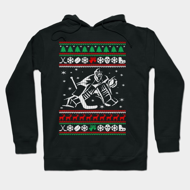 Hockey Goalie Ugly Christmas Sweater Happy Holidays Season Hoodie by BoongMie